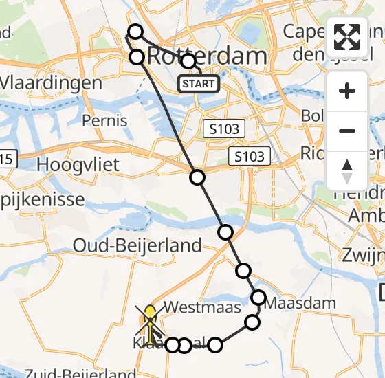 Vlucht Traumahelikopter PH-HVB van Erasmus MC naar Klaaswaal op vrijdag 25 oktober 2024 21:40