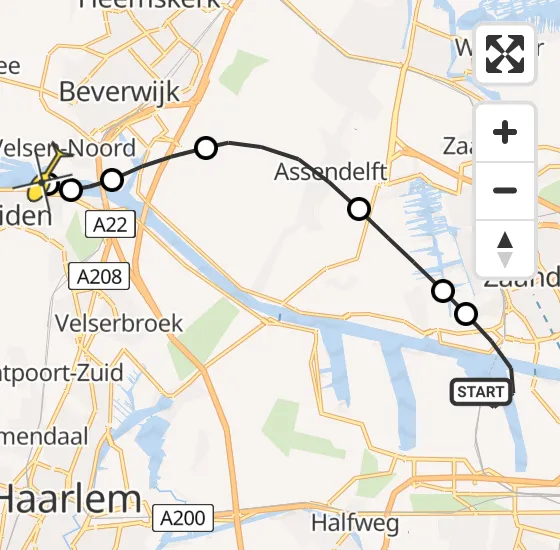 Vlucht Traumahelikopter PH-LLN van Amsterdam Heliport naar Velsen-Noord op vrijdag 25 oktober 2024 22:37