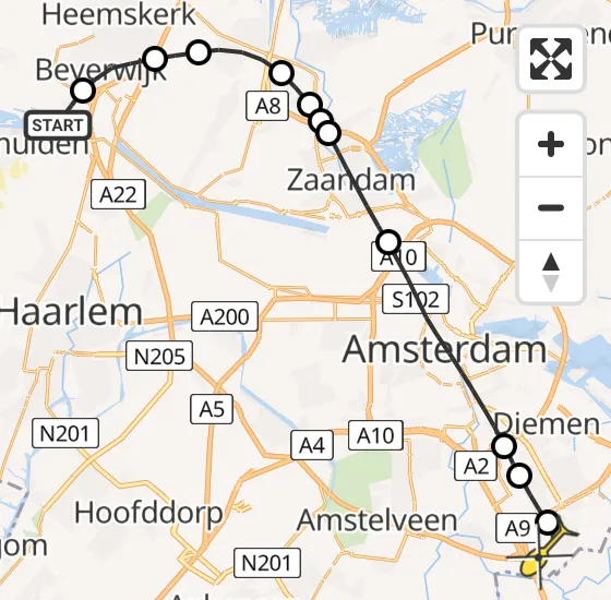 Vlucht Traumahelikopter PH-LLN van Velsen-Noord naar Academisch Medisch Centrum (AMC) op vrijdag 25 oktober 2024 23:20