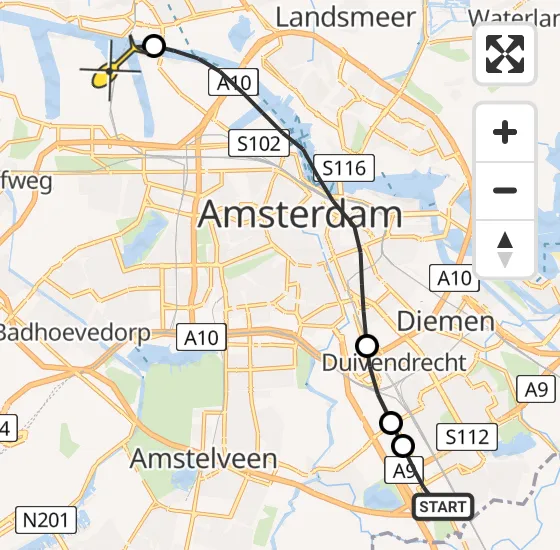 Vlucht Traumahelikopter PH-LLN van Academisch Medisch Centrum (AMC) naar Amsterdam Heliport op vrijdag 25 oktober 2024 23:51