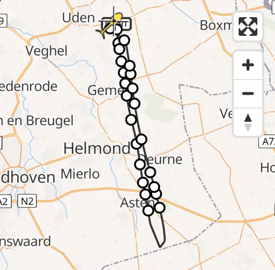 Vlucht Traumahelikopter PH-MAA van Vliegbasis Volkel naar Vliegbasis Volkel op zaterdag 26 oktober 2024 10:03