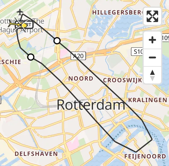 Vlucht Traumahelikopter PH-HVB van Rotterdam The Hague Airport naar Rotterdam The Hague Airport op zaterdag 26 oktober 2024 10:29