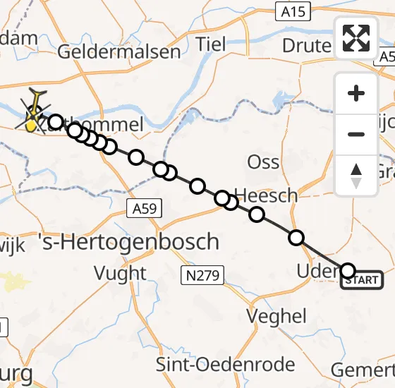 Vlucht Traumahelikopter PH-MAA van Vliegbasis Volkel naar Herwijnen op zaterdag 26 oktober 2024 11:37