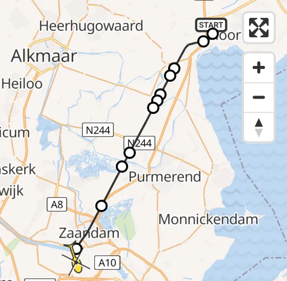 Vlucht Traumahelikopter PH-LLN van Zwaag naar Amsterdam Heliport op zaterdag 26 oktober 2024 12:09