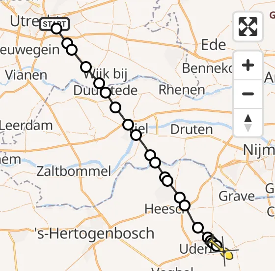 Vlucht Traumahelikopter PH-MAA van Universitair Medisch Centrum Utrecht naar Vliegbasis Volkel op zaterdag 26 oktober 2024 12:57