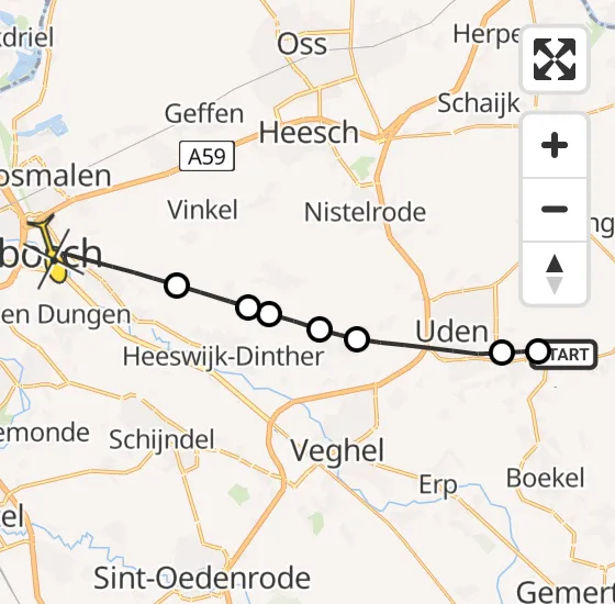 Vlucht Traumahelikopter PH-MAA van Vliegbasis Volkel naar Den Dungen op zaterdag 26 oktober 2024 14:12