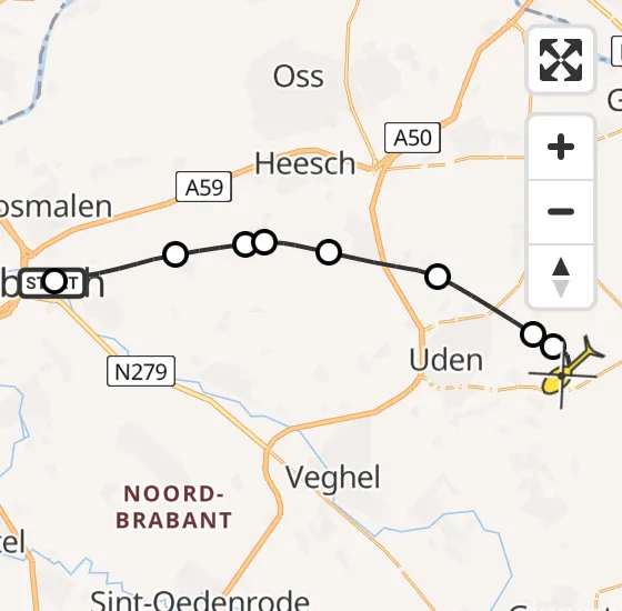 Vlucht Traumahelikopter PH-MAA van Den Dungen naar Vliegbasis Volkel op zaterdag 26 oktober 2024 14:24