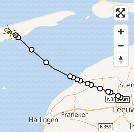 Vlucht Ambulancehelikopter PH-OOP van Vliegbasis Leeuwarden naar Midsland op zaterdag 26 oktober 2024 14:42