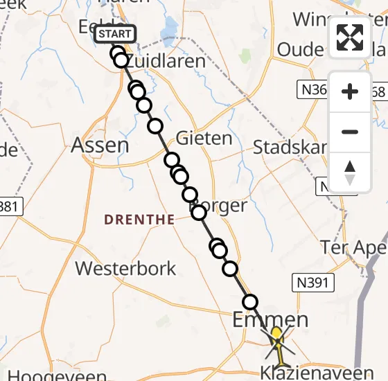 Vlucht Traumahelikopter PH-TTR van Groningen Airport Eelde naar Emmen op zaterdag 26 oktober 2024 14:54