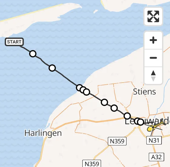 Vlucht Ambulancehelikopter PH-OOP van Formerum naar Leeuwarden op zaterdag 26 oktober 2024 15:17