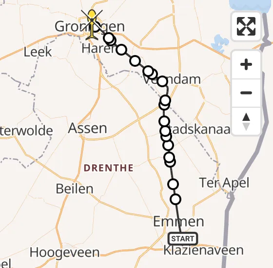 Vlucht Traumahelikopter PH-TTR van Emmen naar Universitair Medisch Centrum Groningen op zaterdag 26 oktober 2024 15:46