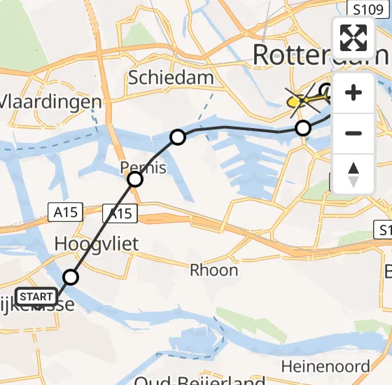 Vlucht Traumahelikopter PH-HVB van Spijkenisse naar Erasmus MC op zaterdag 26 oktober 2024 17:22