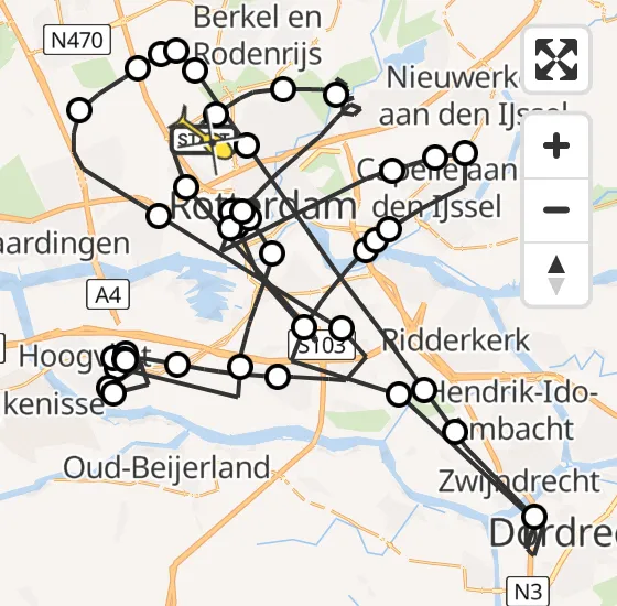 Vlucht Politiehelikopter PH-PXE van Rotterdam The Hague Airport naar Rotterdam The Hague Airport op zaterdag 26 oktober 2024 19:44