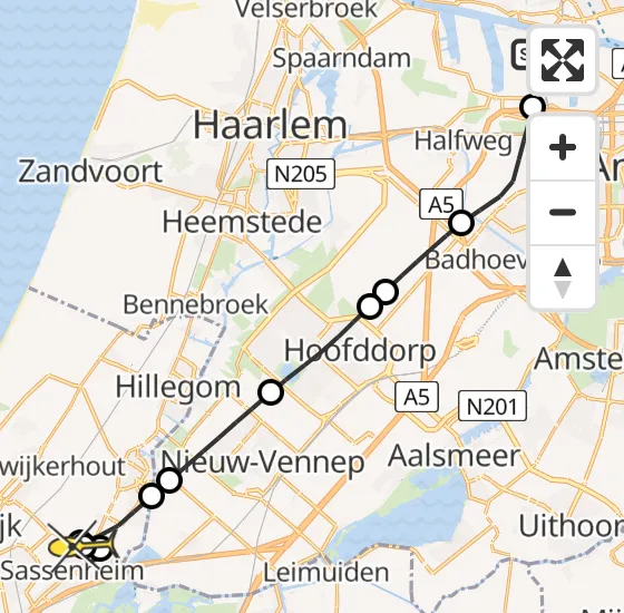 Vlucht Traumahelikopter PH-LLN van Amsterdam Heliport naar Sassenheim op zaterdag 26 oktober 2024 20:41