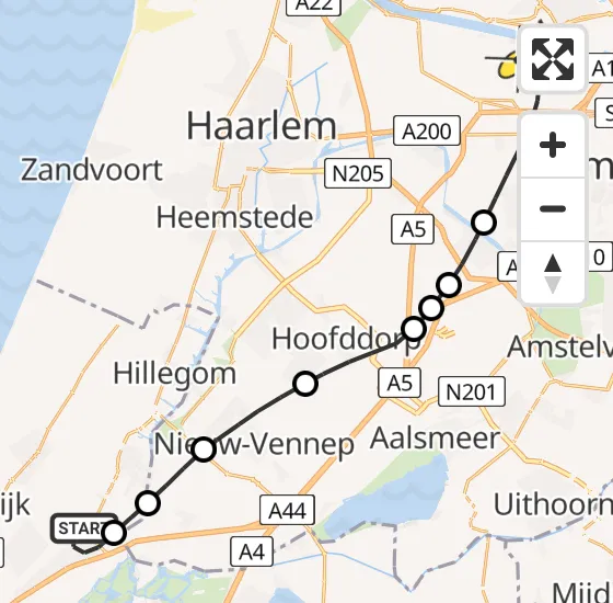 Vlucht Traumahelikopter PH-LLN van Sassenheim naar Amsterdam Heliport op zaterdag 26 oktober 2024 21:19