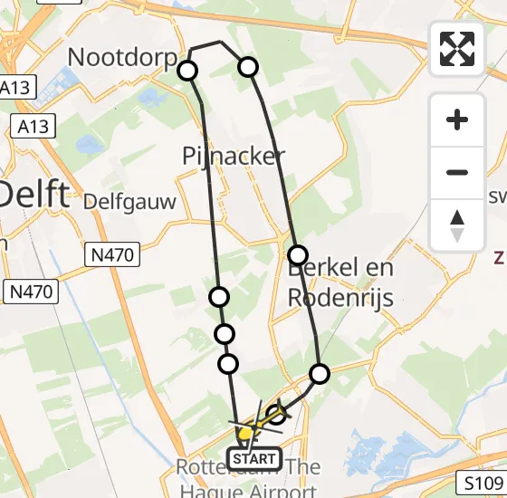 Vlucht Traumahelikopter PH-HVB van Rotterdam The Hague Airport naar Rotterdam The Hague Airport op zaterdag 26 oktober 2024 23:46