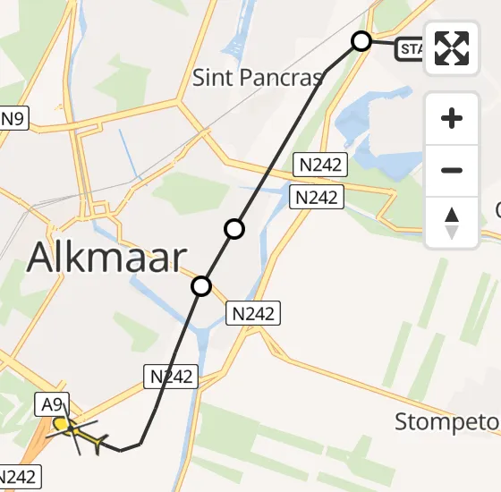 Vlucht Traumahelikopter PH-LLN van Heerhugowaard naar Alkmaar op zondag 27 oktober 2024 7:45