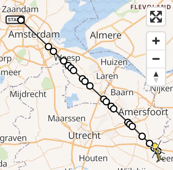 Vlucht Traumahelikopter PH-LLN van Amsterdam Heliport naar Leersum op zondag 27 oktober 2024 10:41