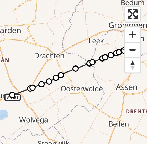 Vlucht Traumahelikopter PH-TTR van Oudehaske naar Groningen Airport Eelde op zondag 27 oktober 2024 12:39