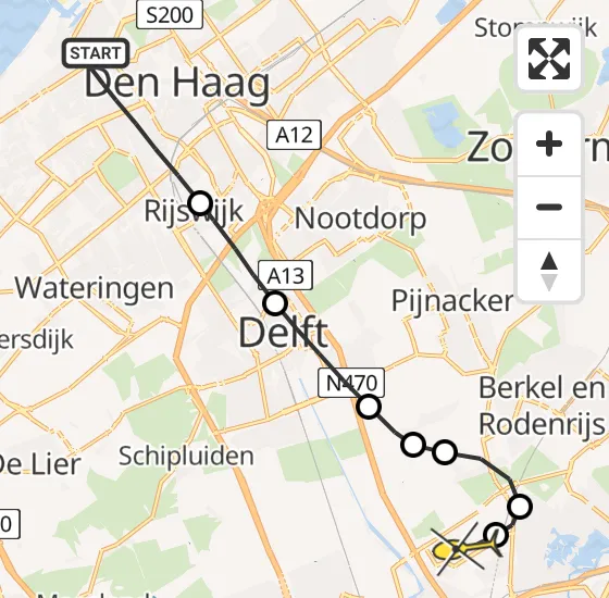 Vlucht Traumahelikopter PH-HVB van Den Haag naar Rotterdam The Hague Airport op zondag 27 oktober 2024 13:11