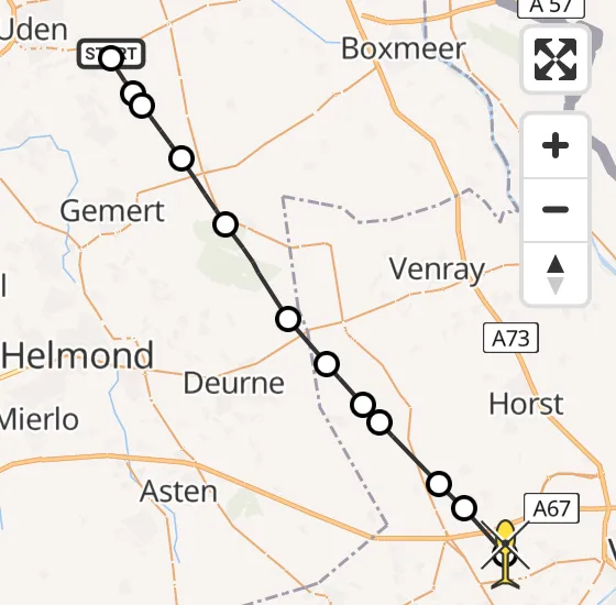 Vlucht Traumahelikopter PH-MAA van Vliegbasis Volkel naar Maasbree op zondag 27 oktober 2024 13:13