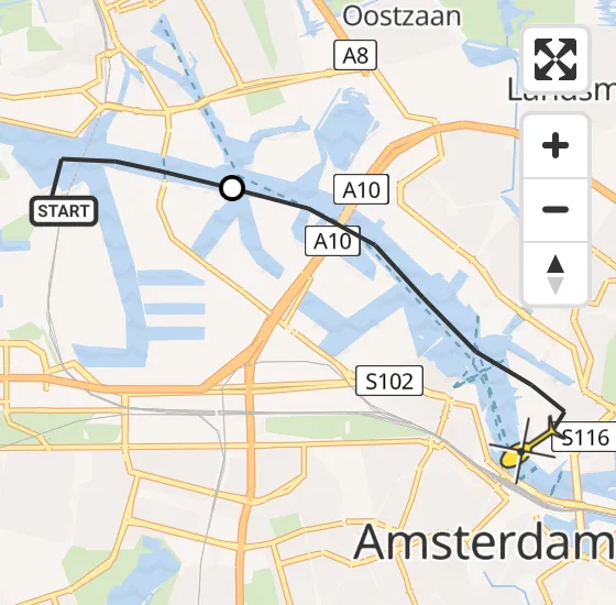 Vlucht Traumahelikopter PH-LLN van Amsterdam Heliport naar Amsterdam op zondag 27 oktober 2024 13:17