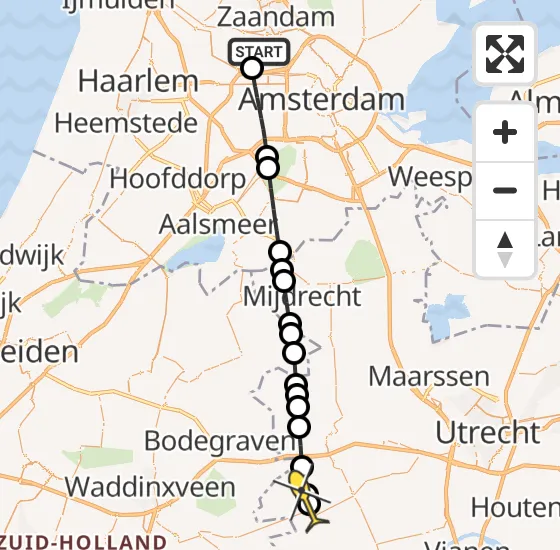 Vlucht Traumahelikopter PH-LLN van Amsterdam Heliport naar Oudewater op zondag 27 oktober 2024 13:38