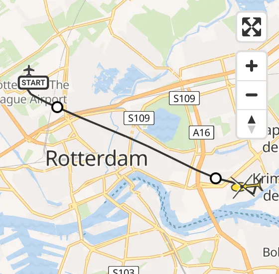 Vlucht Traumahelikopter PH-HVB van Rotterdam The Hague Airport naar Capelle aan den IJssel op zondag 27 oktober 2024 13:43