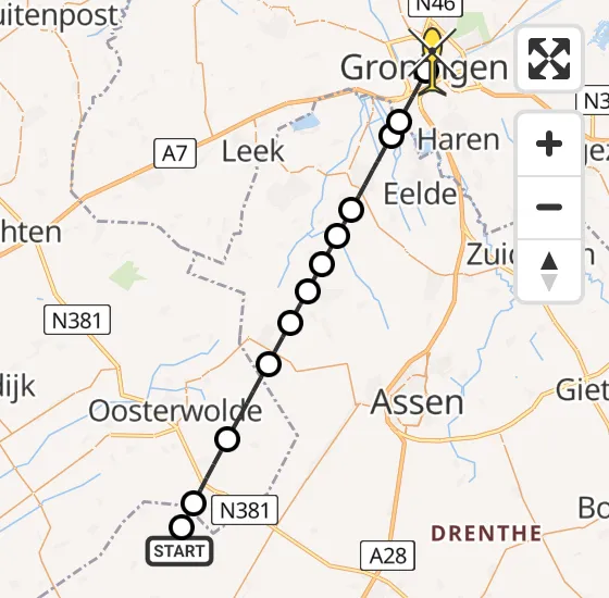 Vlucht Traumahelikopter PH-TTR van Oude Willem naar Universitair Medisch Centrum Groningen op zondag 27 oktober 2024 14:03