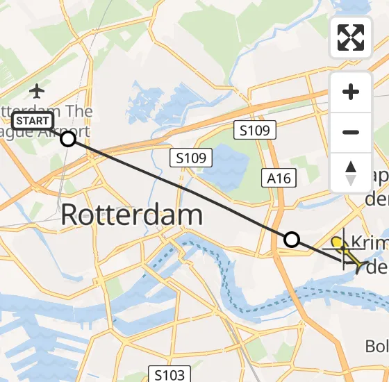 Vlucht Traumahelikopter PH-HVB van Rotterdam The Hague Airport naar Capelle aan den IJssel op zondag 27 oktober 2024 14:06