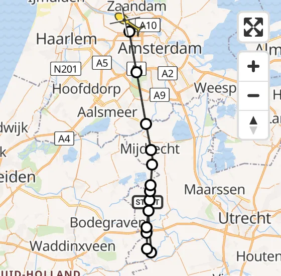 Vlucht Traumahelikopter PH-LLN van Zegveld naar Amsterdam Heliport op zondag 27 oktober 2024 14:10