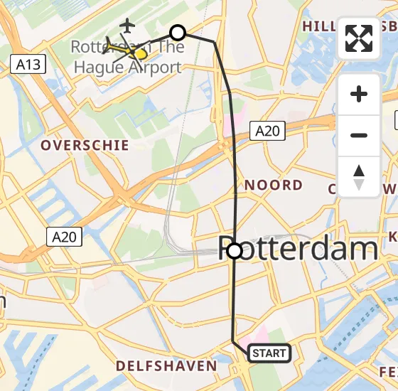 Vlucht Traumahelikopter PH-HVB van Erasmus MC naar Rotterdam The Hague Airport op zondag 27 oktober 2024 14:42