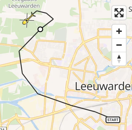 Vlucht Ambulancehelikopter PH-OOP van Leeuwarden naar Vliegbasis Leeuwarden op zondag 27 oktober 2024 15:06