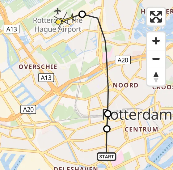 Vlucht Traumahelikopter PH-HVB van Erasmus MC naar Rotterdam The Hague Airport op zondag 27 oktober 2024 15:06