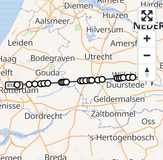 Vlucht Traumahelikopter PH-HVB van Rotterdam The Hague Airport naar Elst op zondag 27 oktober 2024 16:58