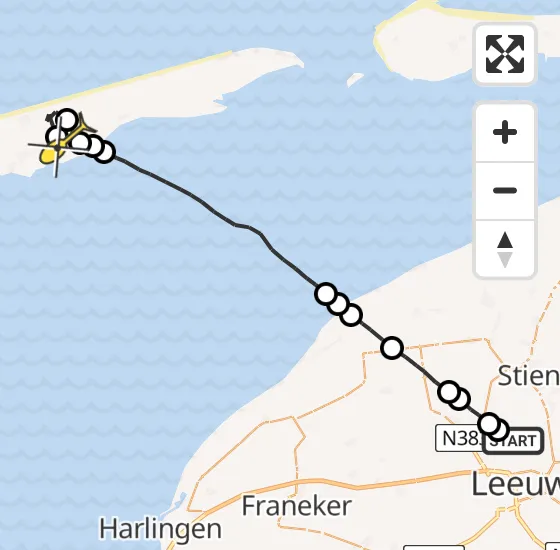 Vlucht Ambulancehelikopter PH-OOP van Vliegbasis Leeuwarden naar Lies op zondag 27 oktober 2024 17:42