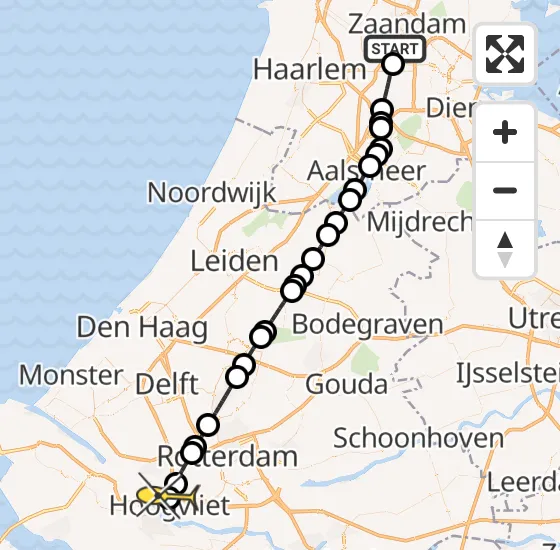 Vlucht Traumahelikopter PH-LLN van Amsterdam Heliport naar Hoogvliet op zondag 27 oktober 2024 17:49