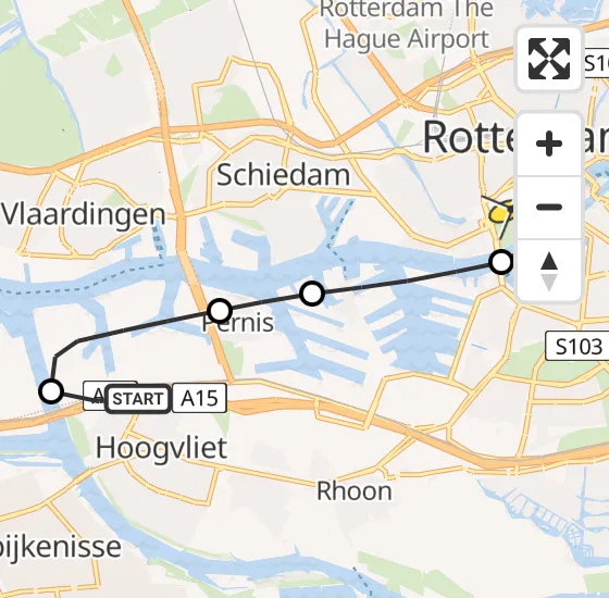 Vlucht Traumahelikopter PH-LLN van Hoogvliet naar Erasmus MC op zondag 27 oktober 2024 18:30