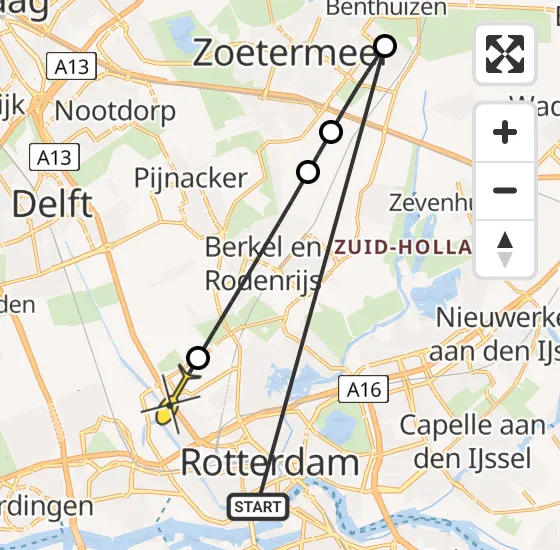 Vlucht Traumahelikopter PH-LLN van Erasmus MC naar Rotterdam The Hague Airport op zondag 27 oktober 2024 18:36