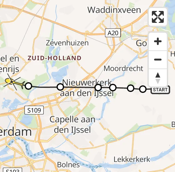 Vlucht Traumahelikopter PH-HVB van Stolwijk naar Bergschenhoek op zondag 27 oktober 2024 18:47