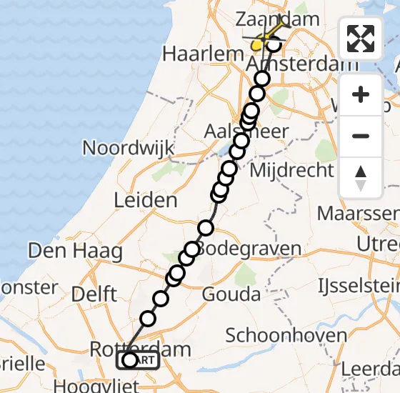 Vlucht Traumahelikopter PH-LLN van Erasmus MC naar Amsterdam Heliport op zondag 27 oktober 2024 18:53