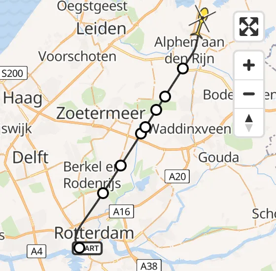 Vlucht Traumahelikopter PH-LLN van Erasmus MC naar Woubrugge op zondag 27 oktober 2024 19:31