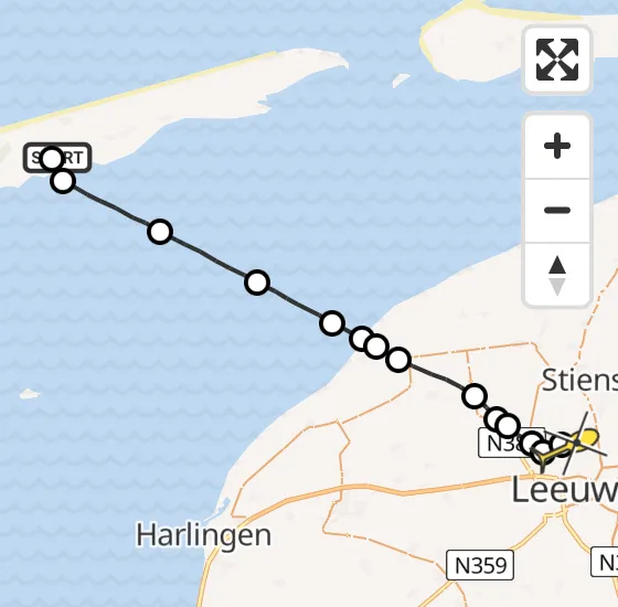 Vlucht Ambulancehelikopter PH-OOP van Midsland naar Vliegbasis Leeuwarden op zondag 27 oktober 2024 19:43