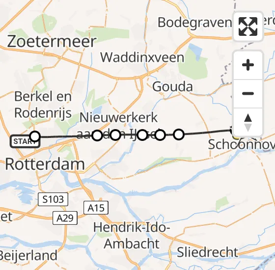 Vlucht Traumahelikopter PH-HVB van Rotterdam The Hague Airport naar Vlist op zondag 27 oktober 2024 22:54