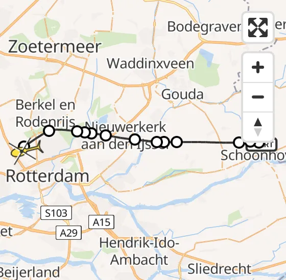 Vlucht Traumahelikopter PH-HVB van Vlist naar Rotterdam The Hague Airport op maandag 28 oktober 2024 0:09