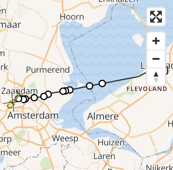 Vlucht Traumahelikopter PH-LLN van Lelystad naar Amsterdam Heliport op maandag 28 oktober 2024 5:23