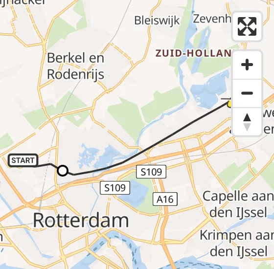 Vlucht Traumahelikopter PH-HVB van Rotterdam The Hague Airport naar Rotterdam op maandag 28 oktober 2024 8:54