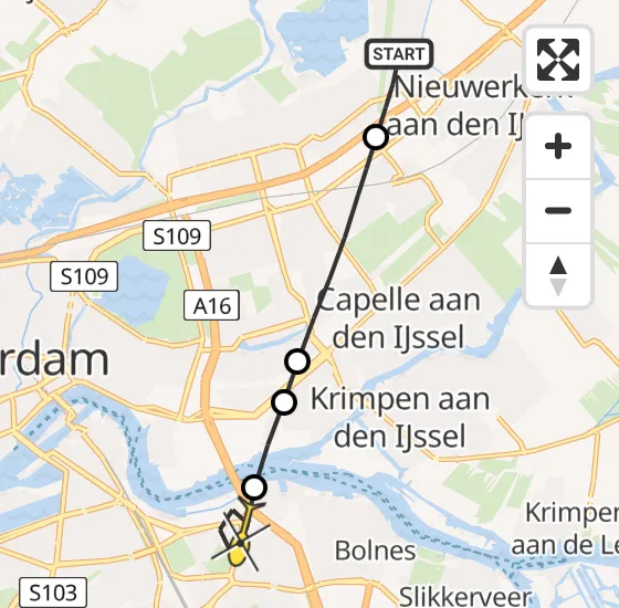 Vlucht Traumahelikopter PH-HVB van Rotterdam naar Rotterdam op maandag 28 oktober 2024 9:03