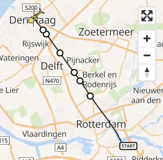 Vlucht Traumahelikopter PH-HVB van Rotterdam naar Den Haag op maandag 28 oktober 2024 9:32