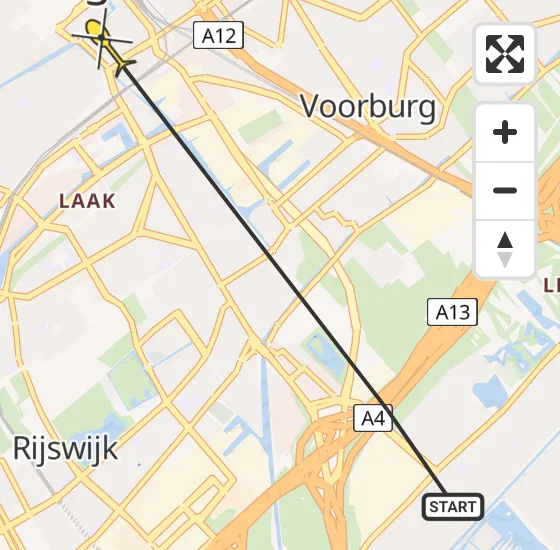 Vlucht Traumahelikopter PH-HVB van Den Haag naar Den Haag op maandag 28 oktober 2024 9:54